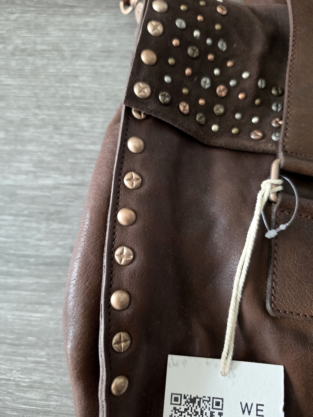WE THE FREE 'Shay' Studded Leather Satchel Tote Bag - Dark Brown - Picture 7 of 8